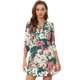 thumbnail image 1 of Vestido camisero vintage Allegra K con mangas 3/4 y cuello En V con estampado floral y botones para mujer Verde oscuro S, 1 of 5