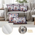 thumbnail image 6 of Independence Day Pillow Covers 2 Pack Retro Red Blue USA Flag Floral Star Pillowcase Waterproof Outdoor Throw Pillow Cover for Patio Garden Square Cushion 20”x20”, 6 of 9