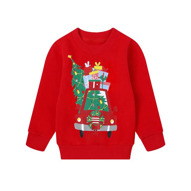 Wangsaura Women Christmas Pullover, Round Neck Print Party Spring Tops