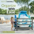 thumbnail image 2 of 3.4ft H x 4.6ft W x 2.8ft L WoodTek Poolside Organizer and Pool Float Storage Rack, Wheeled Storage for Toys, Floats, and Accessories - Durable Deck Caddy & Organizer w/ Dividers, Zippity ZP19078, 2 of 7