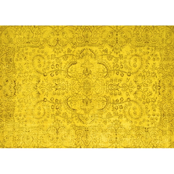 Ahgly Company Indoor Rectangle Abstract Yellow Contemporary Area Rugs, 4' x 6'
