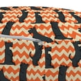 thumbnail image 3 of Scottie Dog Pouf Cover with Zipper, Sketched Puppies on a Crooked Chevron Zigzag Backdrop, Soft Decorative Fabric Unstuffed Case, 30" W X 17.3" L, Dark Orange Cream, by Ambesonne, 3 of 5