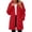 Red, variant on QIYAGBSA Sherpa Fleece Jackets for Women Hooded Full Zip Fuzzy Plush Long Sleeve Mid Length Coats with Patch Pockets Fall Winter Warm Outerwear
