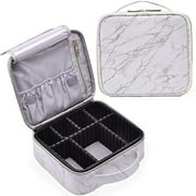 Travel Makeup Bags, Adjustable Divider Cosmetic Case, White Marble