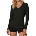 thumbnail image 2 of Pounoo Women's Sun Protection Tops V Neck Long Sleeve Side Ruched UV Protection Shirts Casual Lightweight Tunics Gift, 2 of 6