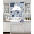 thumbnail image 3 of Blue Floral Swag Curtains for Living Room/Bedroom Windows, Spring Flowers Plants Patchwork Grid Bohemia Kitchen Curtains and Valances Set 36 Inch Length, Light Filtering Swags Valance Curtain Panels, 3 of 5