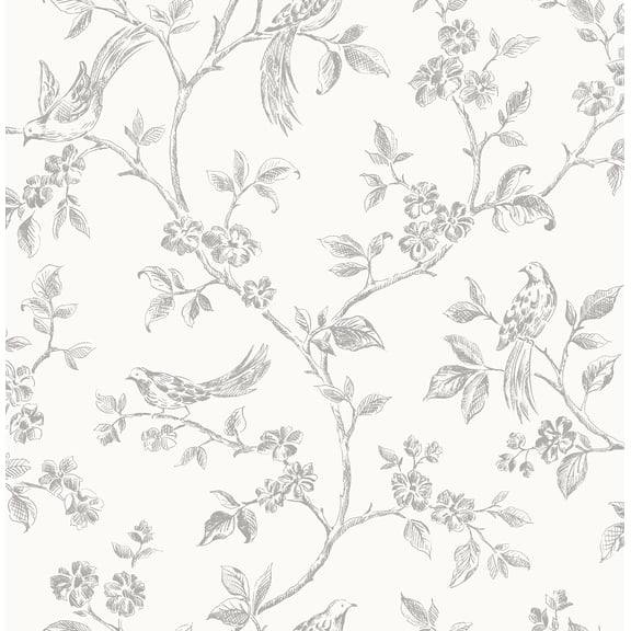 Advantage Aaron White Bird Trail Unpasted Non Woven Wallpaper, 20.5-in by 33-ft, 56.4 sq. ft.