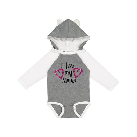 

Inktastic I Love My Moms- Hearts Gift Baby Boy or Baby Girl Long Sleeve Bodysuit