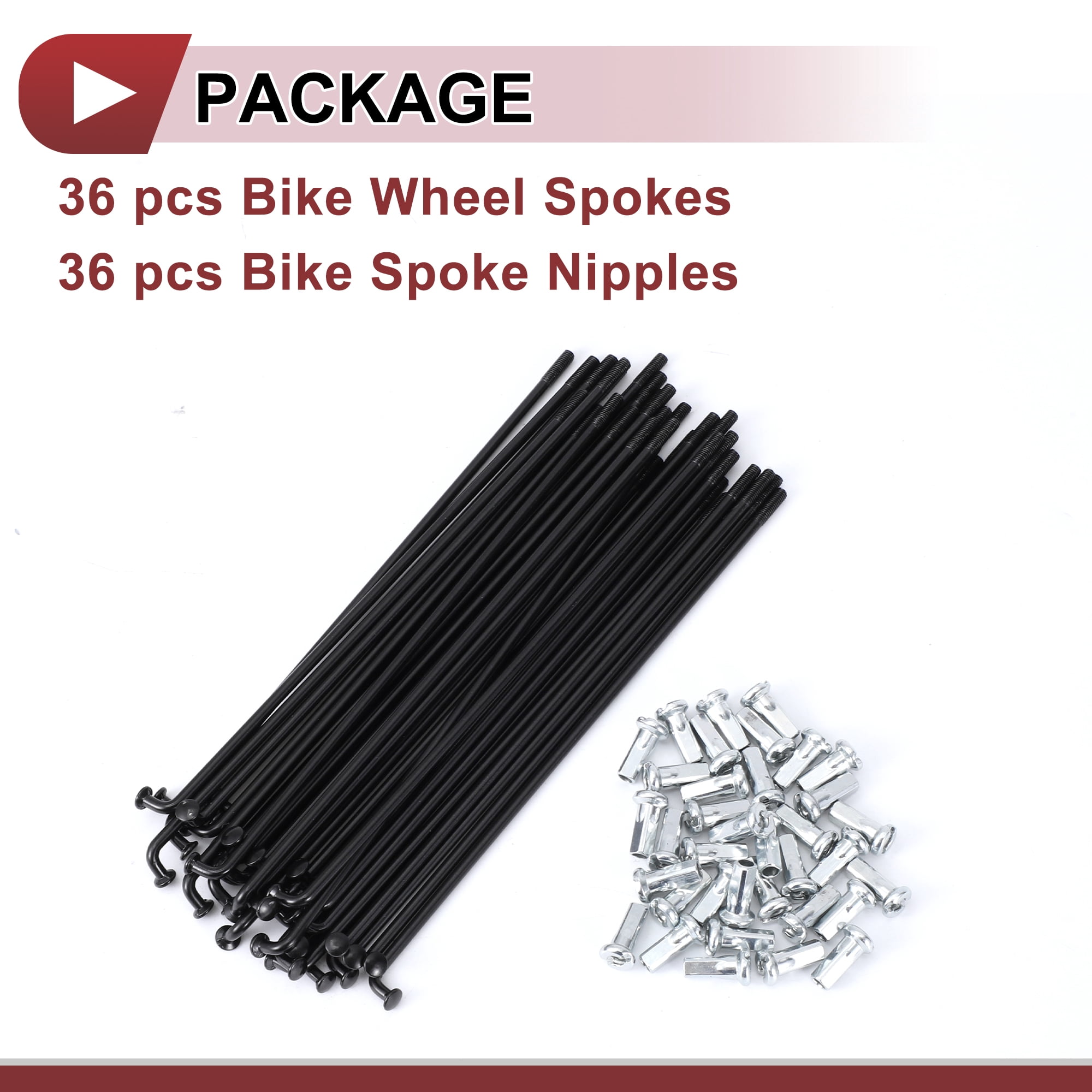 Unique Bargains 36 Set 12G Bicycle Spoke 12G Bike Wheel Spokes 45 Steel Black-133mm
