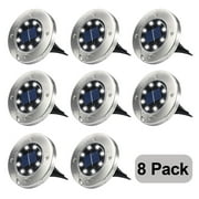 GVIEEVOL Rirool Solar Ground Lights, 8 LED Solar Disk Lights Outdoor Waterproof for Garden Yard Patio Pathway Lawn Driveway Walkway- Cool White 8 Pack