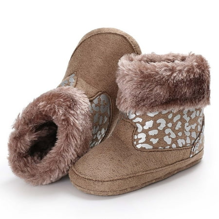 

Juebong Christmas Deals Winter Toddler Baby Boys Girls Leopard Thicken Velvet Snow Boots Brown 5.5