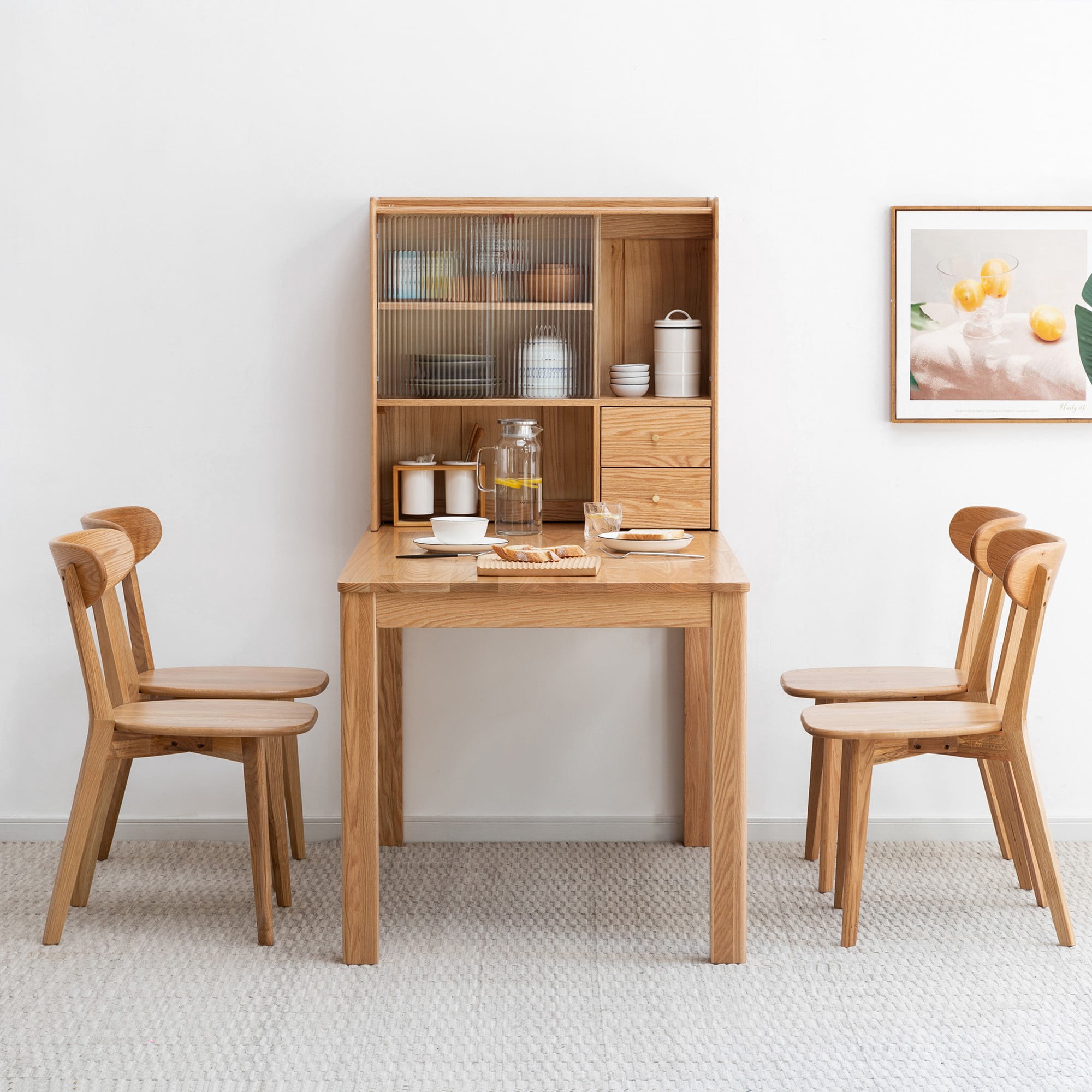 Aukfa Mid-Century Modern Dining Chairs Set of 2, Solid Oak Wood Side Chair for Kitchen, Dining Room, Walnut