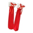 thumbnail image 1 of TISHITA 1 Paire de Chaussettes Jusqu'aux Genoux pour Filles, Élastiques Créatives Rouges, Chaussettes du Nouvel An pour Enfants avec Ruban Nœud, 1 of 8