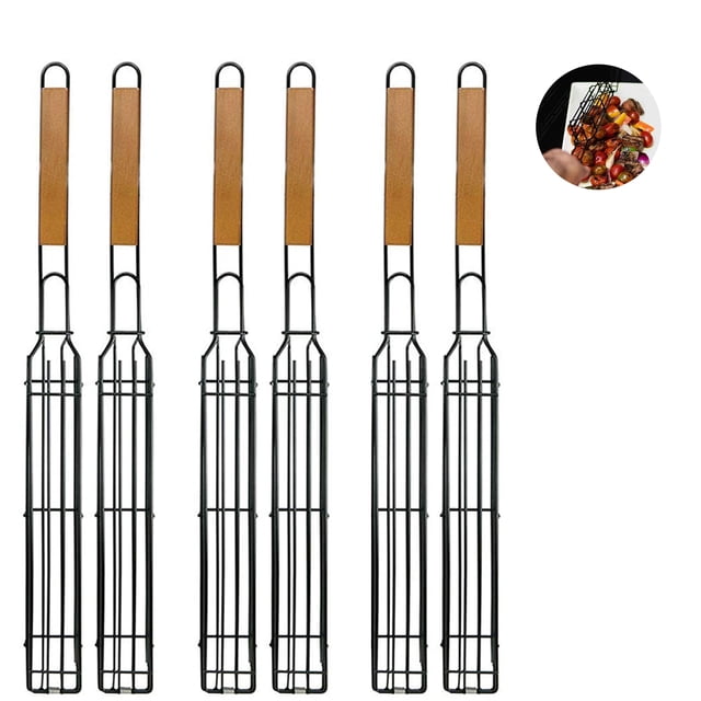 Ensemble de Paniers de Grillade de 4 en Acier Inoxydable pour Barbecue Pliant Portable