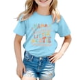thumbnail image 1 of PMVFHDE T-Shirts Graphiques à Manches Courtes pour Filles T-Shirts Robe d'Été pour Filles Impression Goût Col Rond T-Shirt Décontracté Ample à Manches Courtes Bleu Clair, 10-11 Ans, 1 of 4