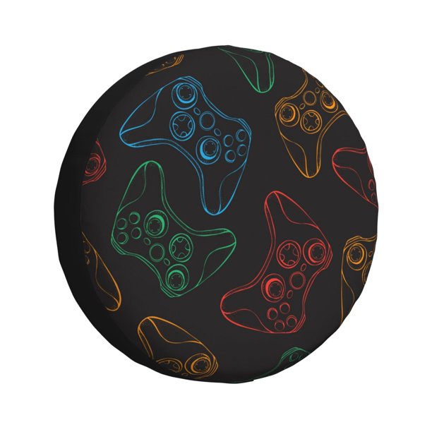 Fotbe Gamepad Joystick Game Funda de Llanta de Repuesto con Estampado, Engrosada, Ajuste Universal para Jeep, Remolque, RV, SUV, Camión-14 inch