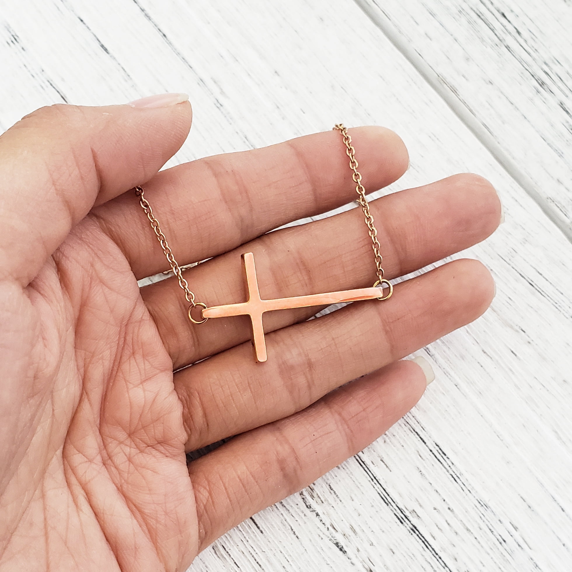 Anavia Goddaughter Gift, Goddaughter Necklace, Jewelry Gift, Gift for Goddaughter, Birthday Gift, Christmas Gift for Her, Cross Necklaces with Wish Card-[Silver]
