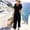 Black, variant on Women's Elegant 2 Piece Set V Neck Short Sleeve Twist Waist Wrap Top Cropped Trousers with Pockets Casual Solid Summer Outfit, L