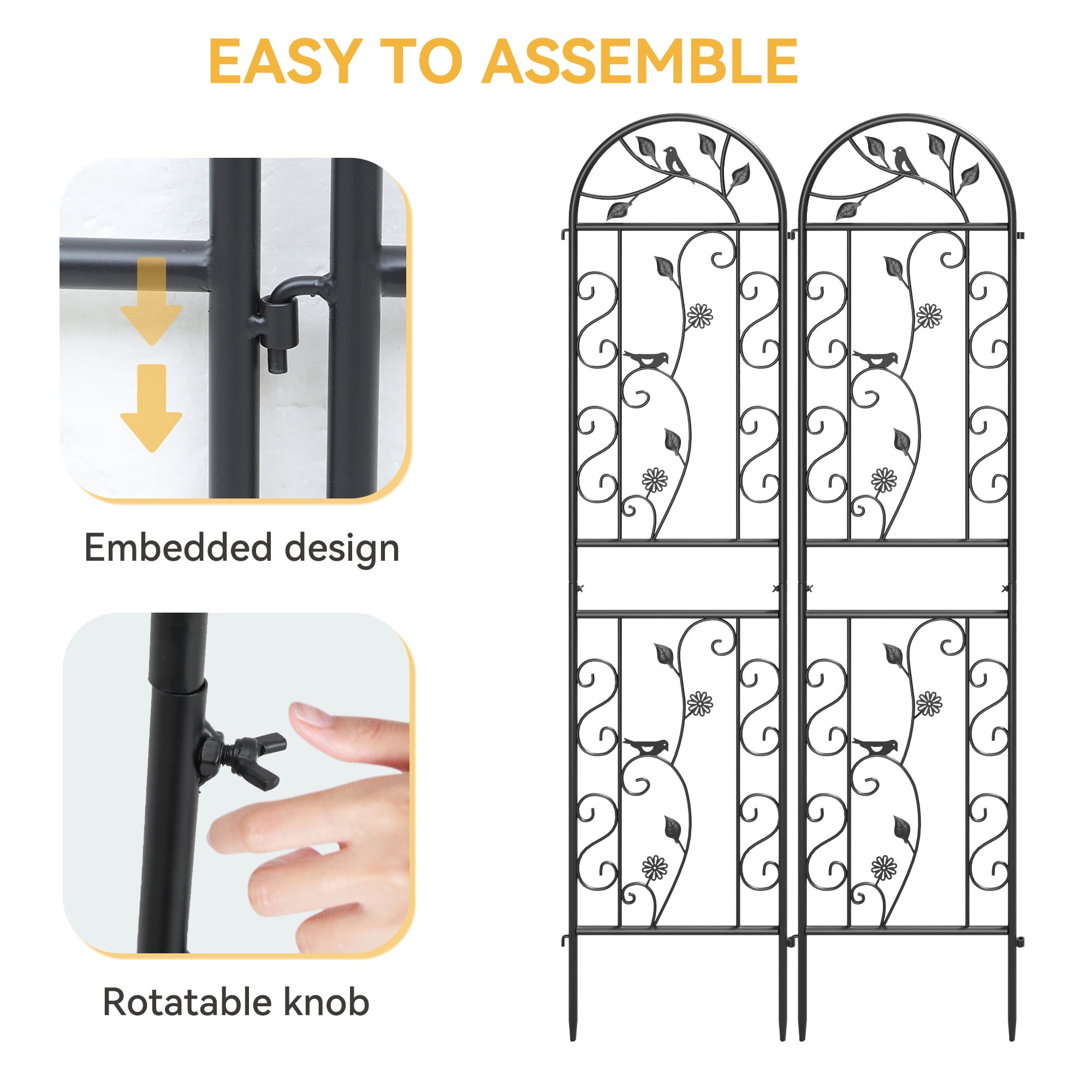Uforic 4 Pack 87x20in Metal Coated Garden Trellises, Black Rustproof Trellis for Climbing Plants,Vegetables,Flowers,Large Decorative Outdoor Trellis Fencing