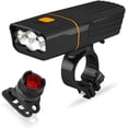 thumbnail image 1 of Bike Light Set USB Rechargeable LED Headlight 1500 Lumen Bicycle Taillight Combinations Waterproof Bicycle Front Light Back Light Set, 1 of 7