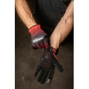 Hyper Tough All Purpose Performance Work Gloves, Synthetic Leather, Black and Red, Adult Unisex, Large, 1 Pair
