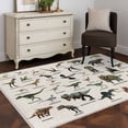 thumbnail image 3 of Dinosaurs Area Rugs 3'x5', Washable Small Throw Rugs for Living Room Bedroom, Natural Primitive Wild Animals Beige Indoor Outdoor Rug Non-Slip Low Pile Carpet Runner Reversible Floor Mats, 3 of 8