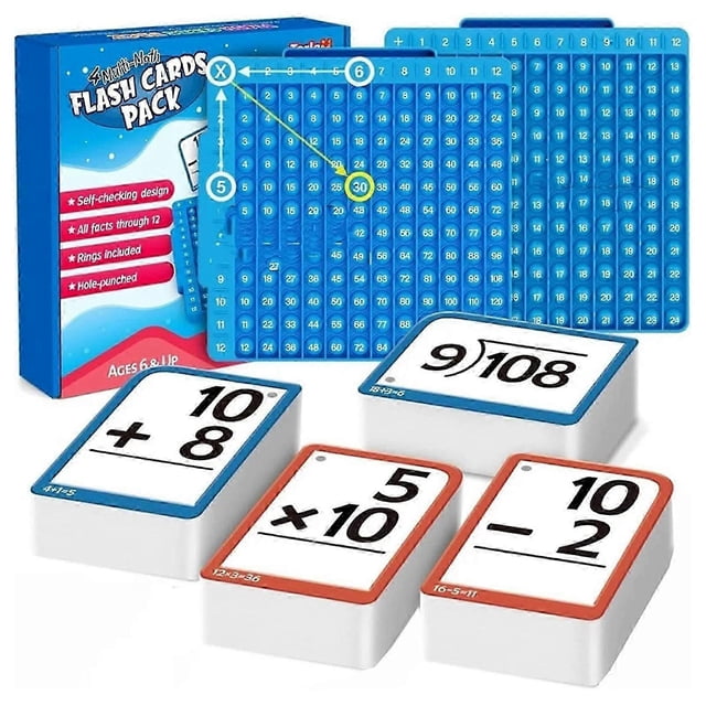 Kids Math Game with Flash Cards/ Fidgets Toys, Addition/Subtraction/Multiplication/Division Flash Cards, Present for Kids Children