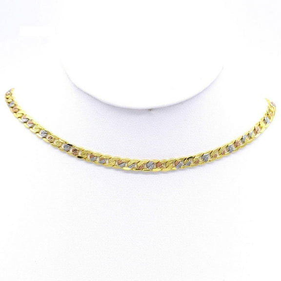 JoeytheJewelryNY 18k Layered Real Gold Filled cuben link necklace chain tri colors 24"