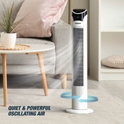 Gusto 33 Bladeless Tower Fan, 3-Speed Electric Fan with LED Display and WiFi Function, White