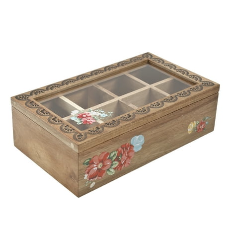 The Pioneer Woman Vintage Floral 12.44-Inch 8 Compartment Tea/Spice Holder