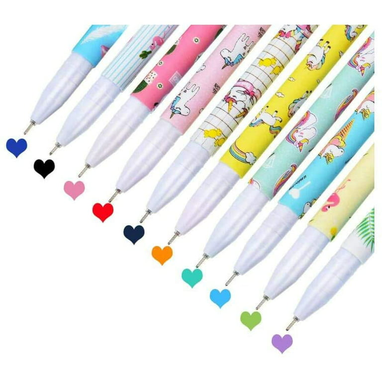 Cute Color Pens for Women Toshine Colorful Gel Ink Pen Set Unicorn Flamingo  Pens Multicolor Gel Ink Roller Ball Pens for Kids Girls Children Students