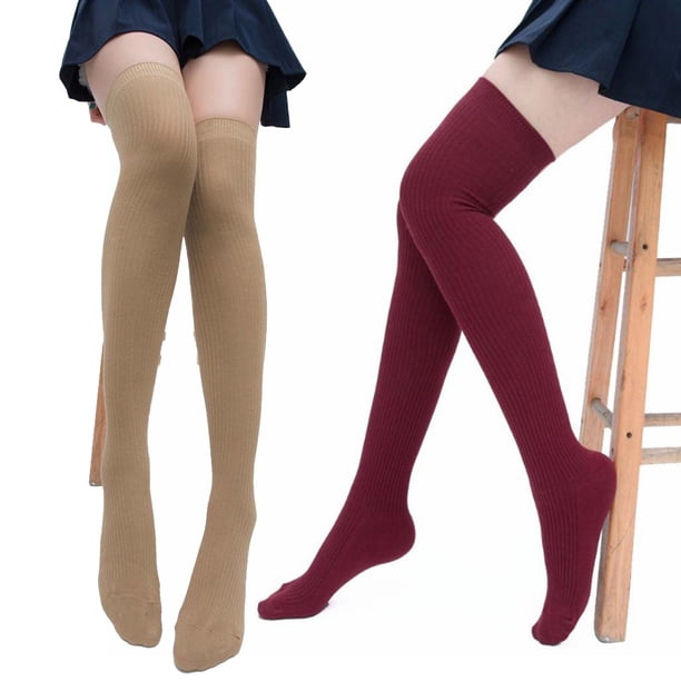 Bienvenido Calcetines de moda Medias largas hasta el muslo, Medias por encima de la rodilla, Calcetines de algodón para niñas