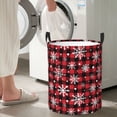 thumbnail image 5 of Goofa Buffalo Plaid Snowflakes Printed Circular Hamper,Laundry Basket with Handles,Storage Baskets Foldable,Large Capacity Laundry Hamper-, 5 of 6
