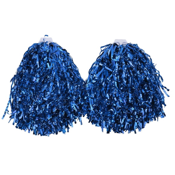 Lot de 2 pompons de pom-pom girl avec poignée rigide, shakers de fête portables pour danse, école, sport, jeux, esprit d'équipe, bleu