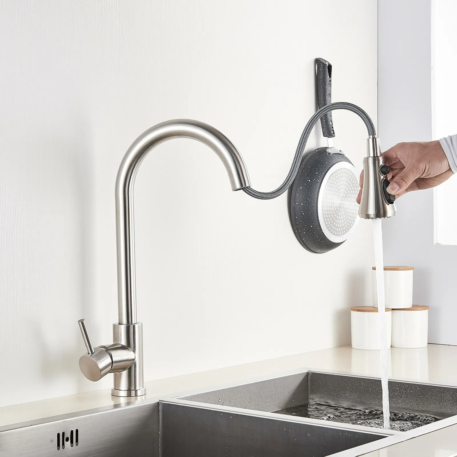 Zovajonia Touch on sensor Kitchen Faucet Sink Pull Down Swivel Mixer Faucet Brushed Nickel