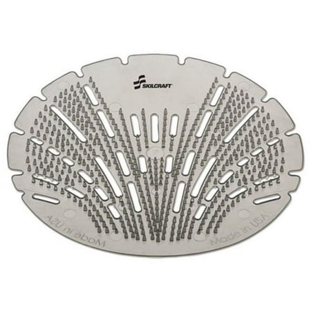 SKILCRAFT Deodorizing Urinal Screen - Lasts upto 45 Days - Anti-splash, Clog Remover, Deodorizer - 10 / Box - Gray