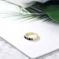 thumbnail image 4 of Gem Stone King 18K Yellow Gold Plated Silver Purple Amethyst and Black Onyx Wedding Band Ring for Women (0.74 Cttw, Round 3.5MM, Gemstone February Birthstone, Size 7), 4 of 4