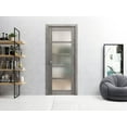 thumbnail image 3 of Solid French Door Frosted Glass | Quadro 4002 Nebraska Grey | Single Regular Panel Frame Trims Handle | Bathroom Bedroom Sturdy Doors -30" x 96", 3 of 6