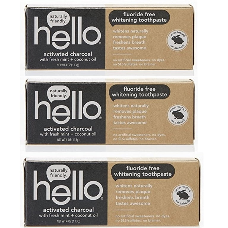 Hello Oral Care Activated Charcoal Fluoride-Free Toothpaste, 3-Pack, Fresh Mint photo 7