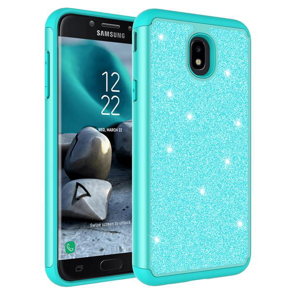 For Samsung Galaxy J7 Star Case J7 Crown Case J7v 2nd Gen J7 2018 J7 Refine Case W Hd Screen Protector Glitter Sparkle Shiny Bling Shock Proof Dual Layer Case Cover Mint Walmart Com Walmart Com
