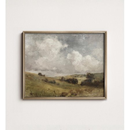 Old World Countryside Wall Art Print With Vintage Landscape And Rustic Decor