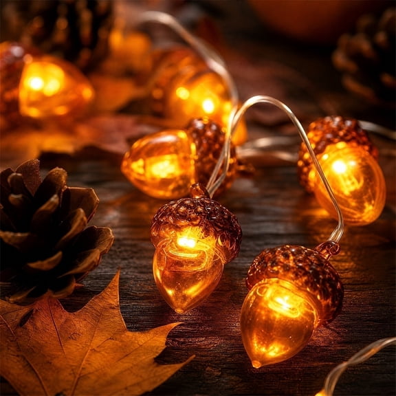 Halloween Fairy Lights Battery Operated Acorn Shaped Small Lights for Decoration, Warm White Glow String Lights for Halloween Party Home Bedroom Window Fall Decor, 1 Pack