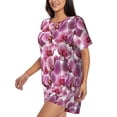 thumbnail image 2 of Wukai Orchids Flowers Women's Pajama Set,Short-Sleeve Top and Shorts with Elastic Waistband and Pockets for Loungewear, Yoga, and Casual Wear-Large, 2 of 8