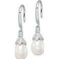 thumbnail image 2 of Sterling Silver Rhodium-Plated 7-8mm Rice Fwc Pearl Cz Dangle Earrings Made In China qe15378, 2 of 5