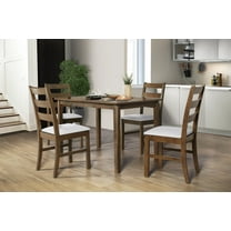 Home Design Athens Dining Set, Brown/Gray, Rectangular Table with Cushioned Chairs, Modern Minimalist Contemporary Style