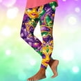 thumbnail image 5 of Festive Outfits for Women Mardi Gras Leggings Colorful Graphic Printed Tights Holiday Party Slim Fit Pants (XL, Gold), 5 of 5