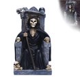 thumbnail image 4 of Kearding Grim Reaper Estatua Fina mano de obra Spooky Grim Reaper sentado en el trono con detalles de guadaña y calavera Decoración de Halloween Kits de decoración para fiestas Kearding HA019232-00, 4 of 6