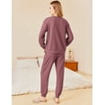 thumbnail image 3 of Ekouaer Waffle Knit Lounge Sets for Women Long Sleeve Pajamas Set with Pockets 2 Pieces Outfits Top and Pants, 3 of 6