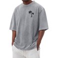 thumbnail image 2 of GrmtClth Men' Shirts Casual Summer Graphic Printed Tee Outdoor Short Sleeve Top Trend Crewneck Clothing Light Gray XL, 2 of 4