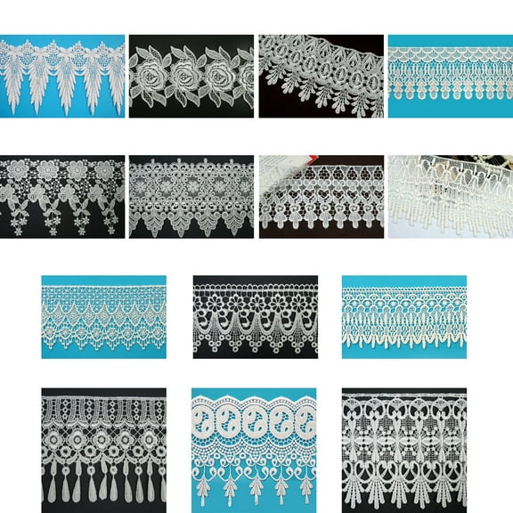 3",4", 4.5",4.75",5", 5.75",5 1/8", 6",7.5" Embroidered Ivory Venice Lace Trim